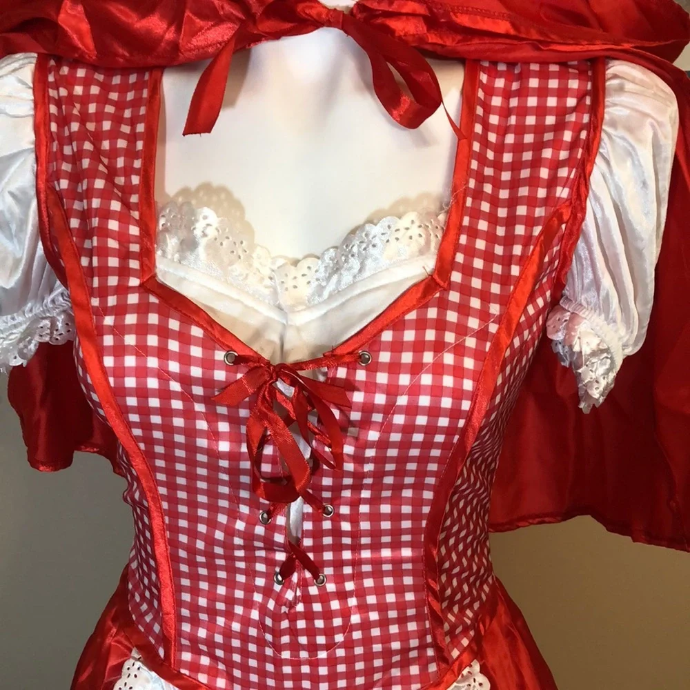 Costume RED RIDING HOOD Sexy Dress With Cape Adult Size Medium 6-8 - Picture 12 of 16